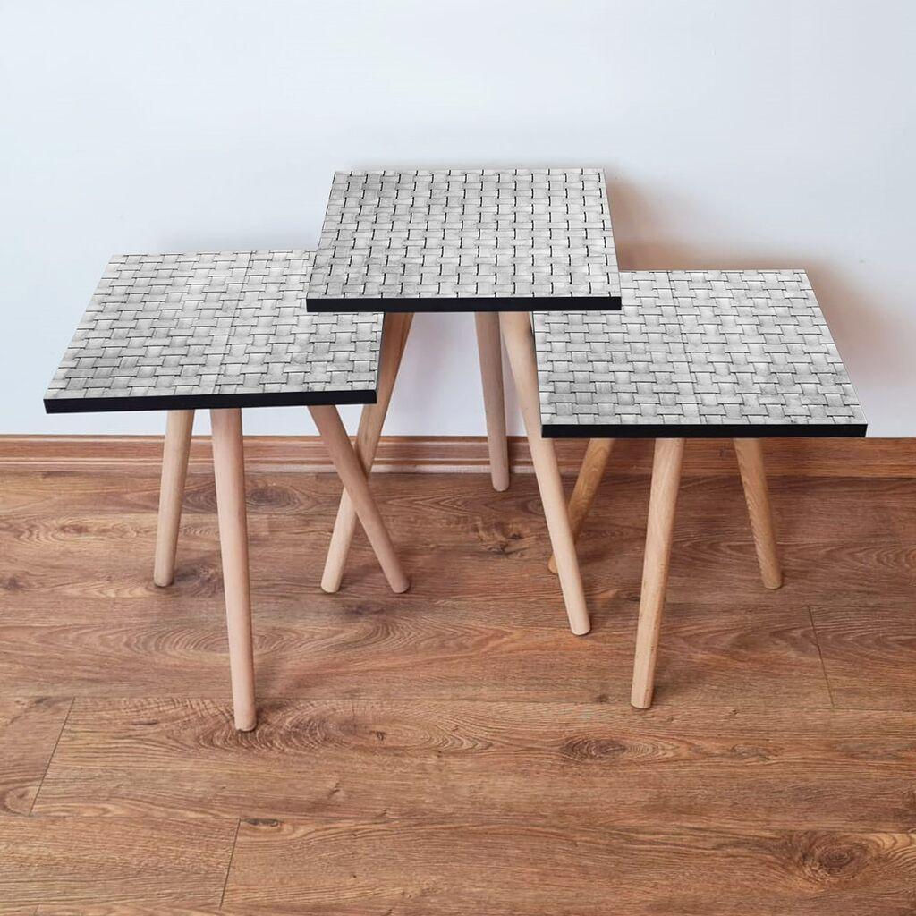 Комплет масички за кафе Hanah Home 3Shp373, 3 парчиња, светло сива боја