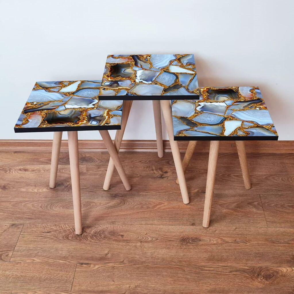 Комплет масички за кафе Hanah Home 3Shp100, 3 парчиња, светло сина боја