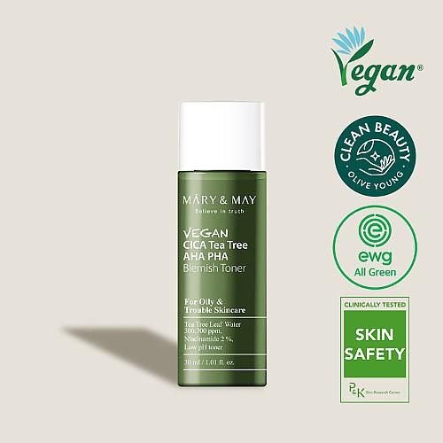 Mary&May Тонер за лице MINI Vegan CICA Tea Tree AHA PHA Blemish Toner 30ml