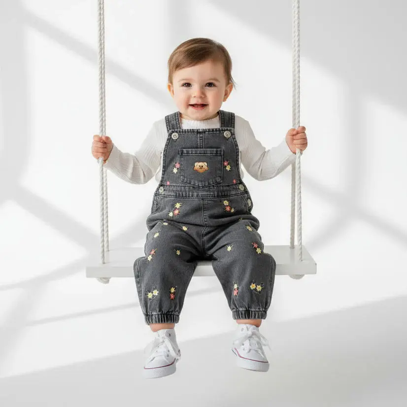 Комплет 2 Делен блуза и фармерски комбинезон, Мече