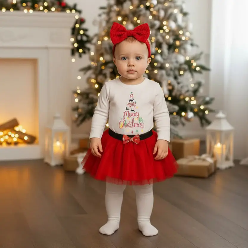 Новогодишен комплет боди и сукња со тул