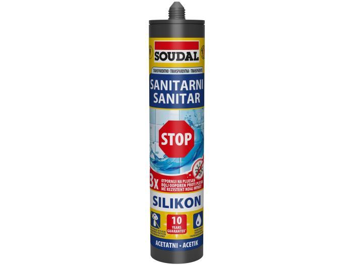 SOUDAL Силикон SilStop Санитарен 280ml, Проdzирен