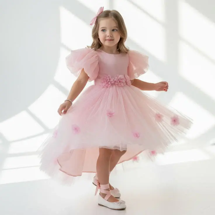 Princess фустан со тул и цветови