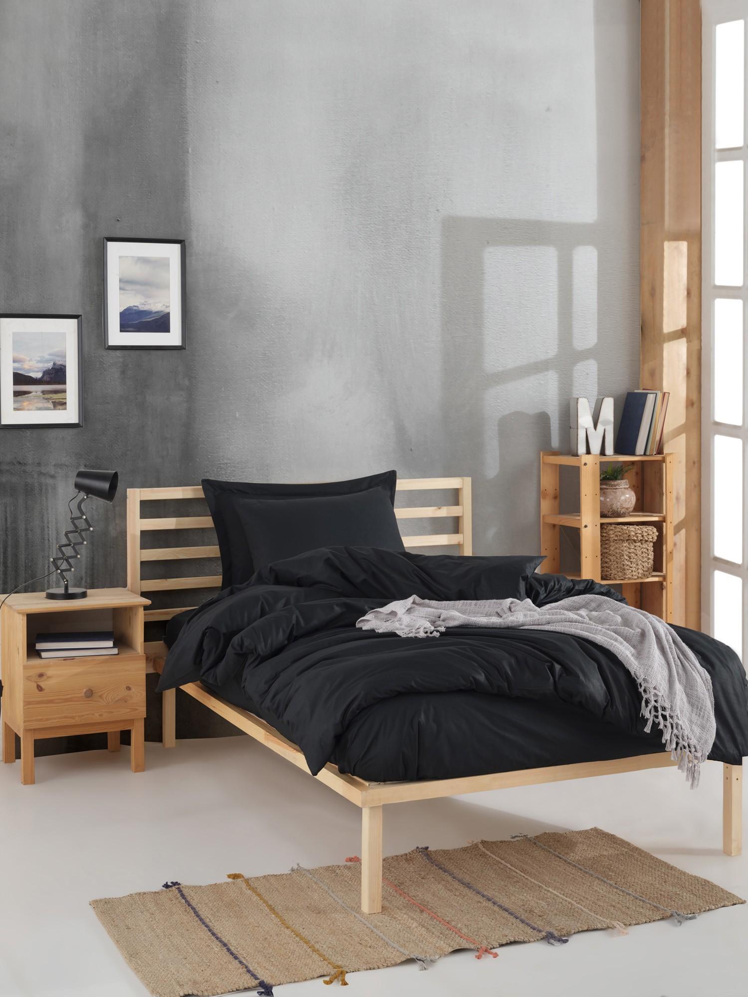 Комплет за двојна постелнина L'essentiel Maison, Fresh Color, 200x220 см, црна