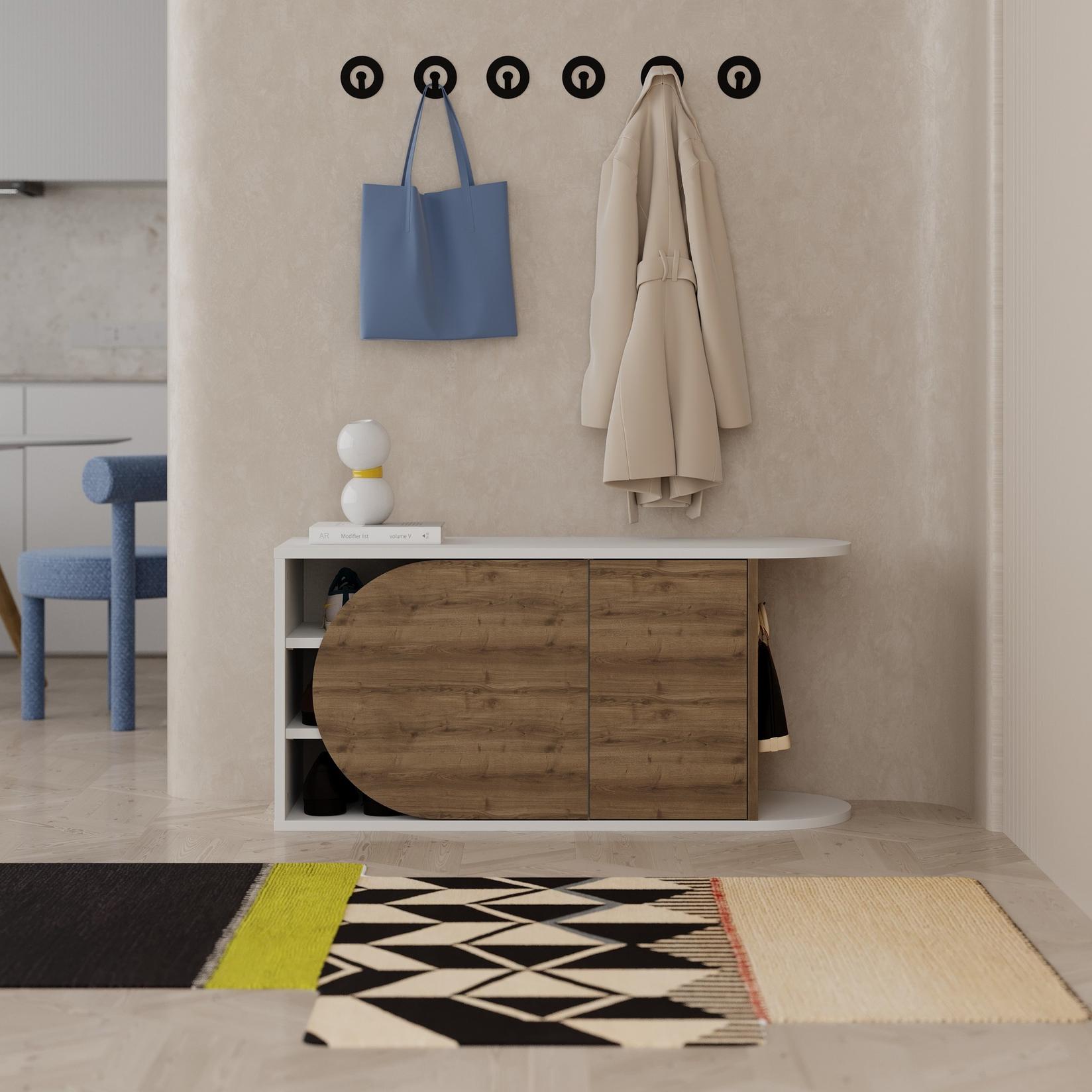 Полица за чевли Hanah Home од даб до бела боја