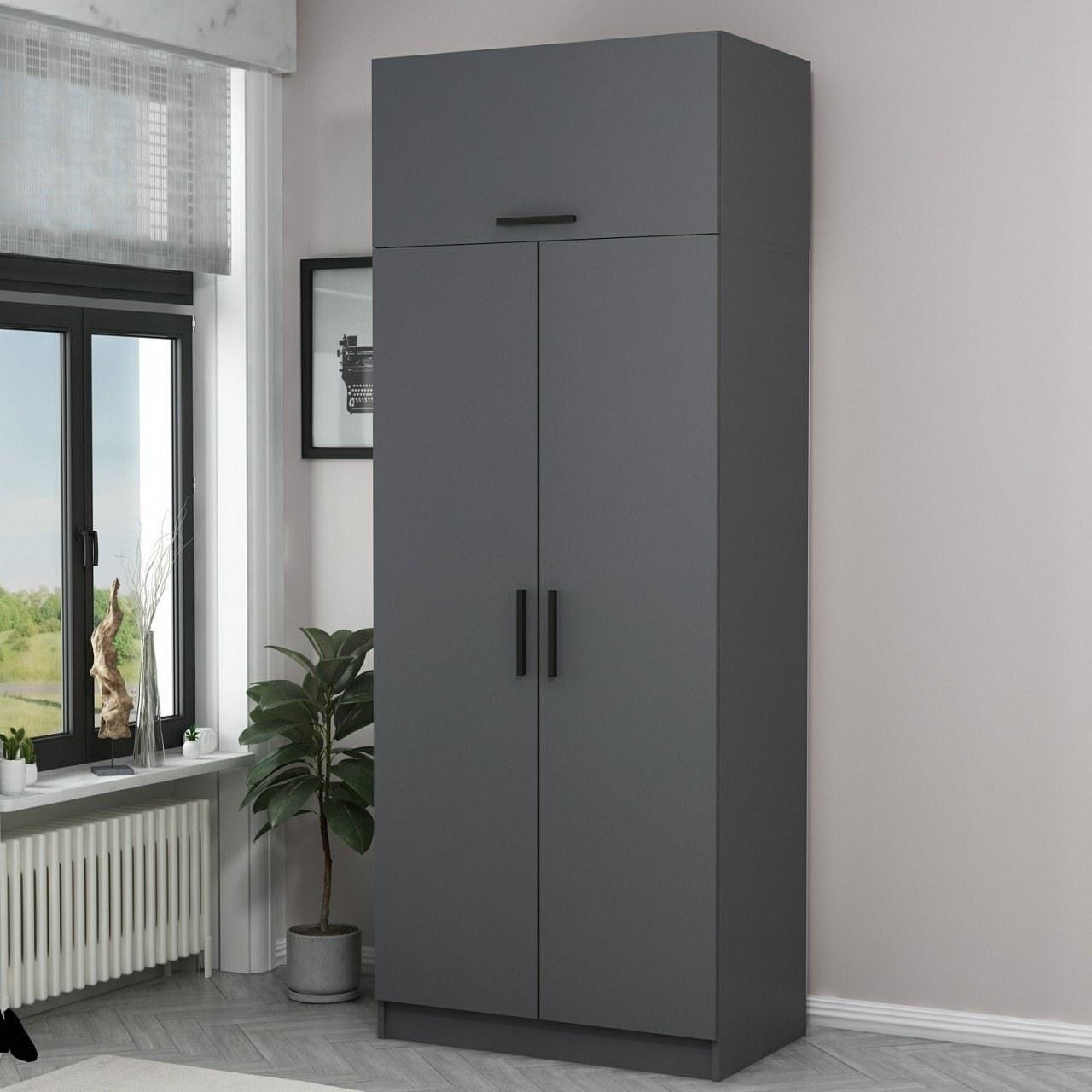 Гардеробер Hanah Home, Кејл 90x235x52 см, Антрацит