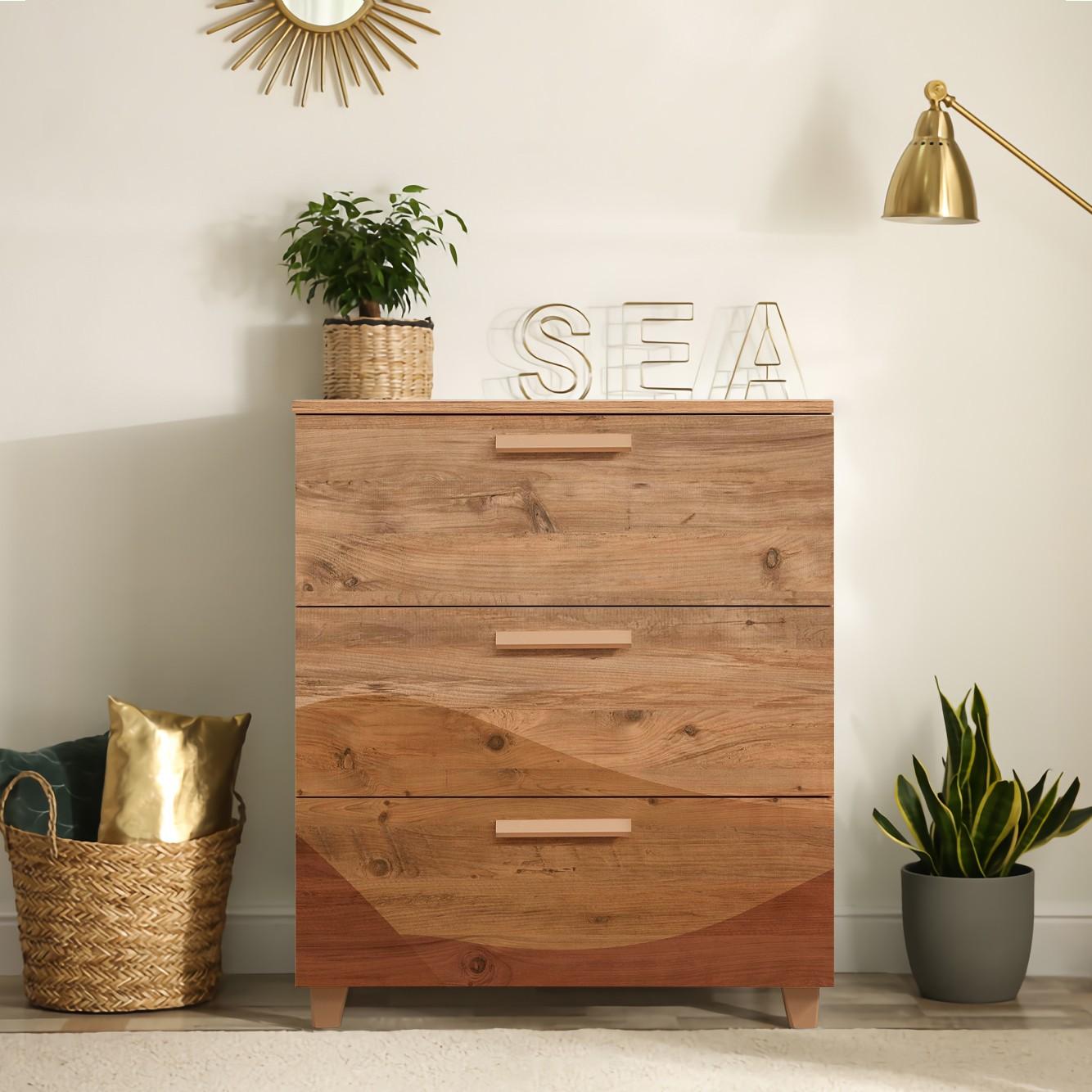 Комода Hanah Home Leva Gravis во боја 80x95x43 см, беж