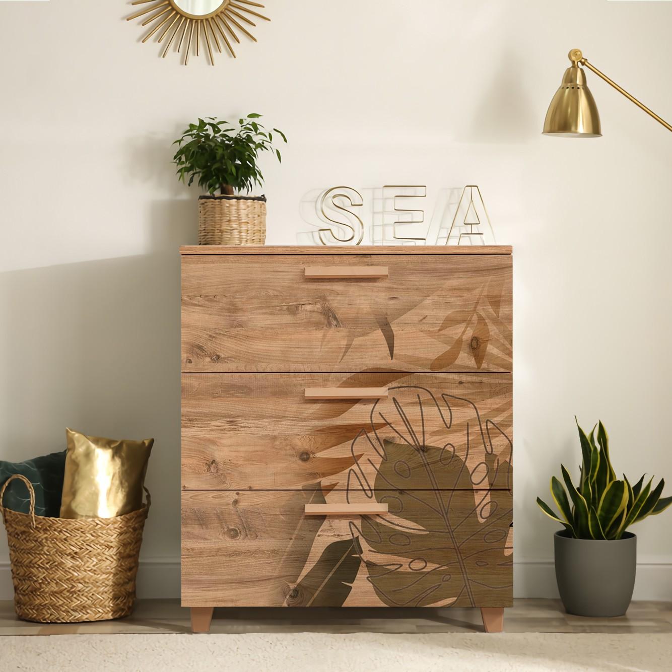 Комода Hanah Home Leva Gravis во боја 80x95x43 см, беж