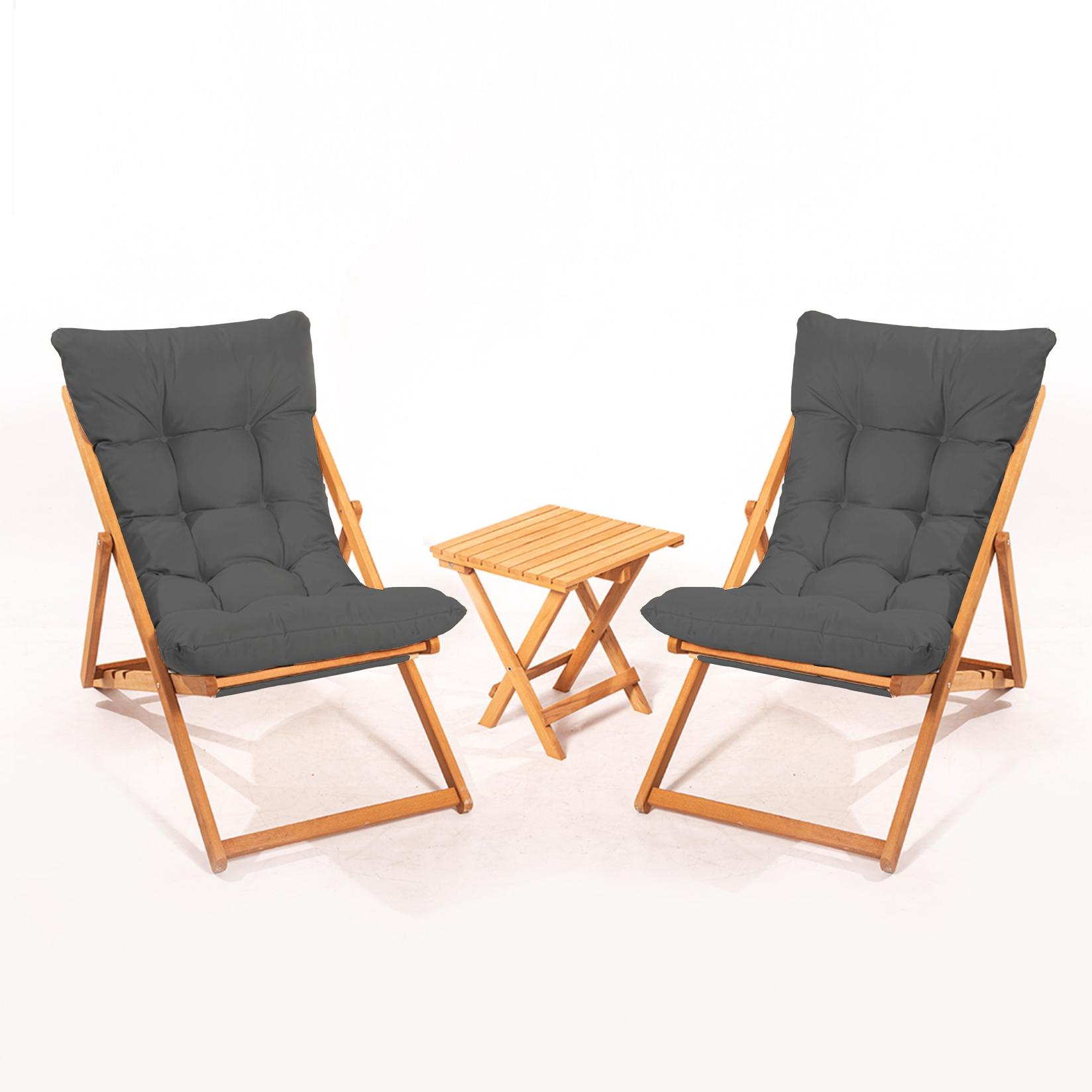 Hanah Home MY005 Комплет градинарски столчиња и масичка за кафе, Сива