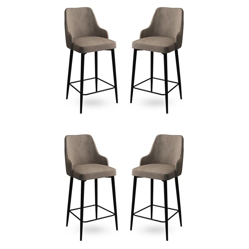 Hanah Home Комплет од 4 барски столчиња Enox Black