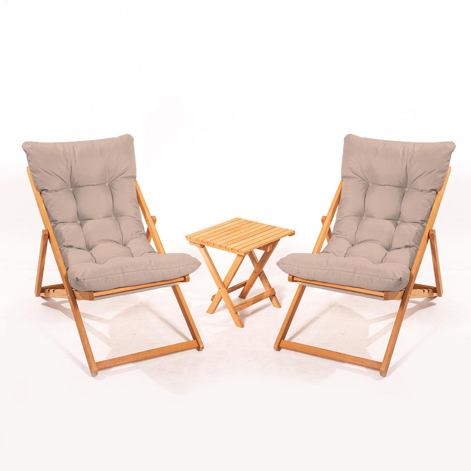 Hanah Home MY005 Комплет градинарски столчиња и масичка за кафе, Крем