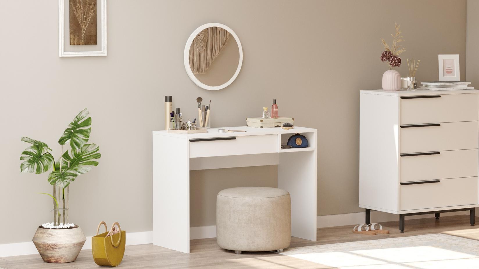 Маса за шминкање Hanah Home 100x75x44.5 см бела