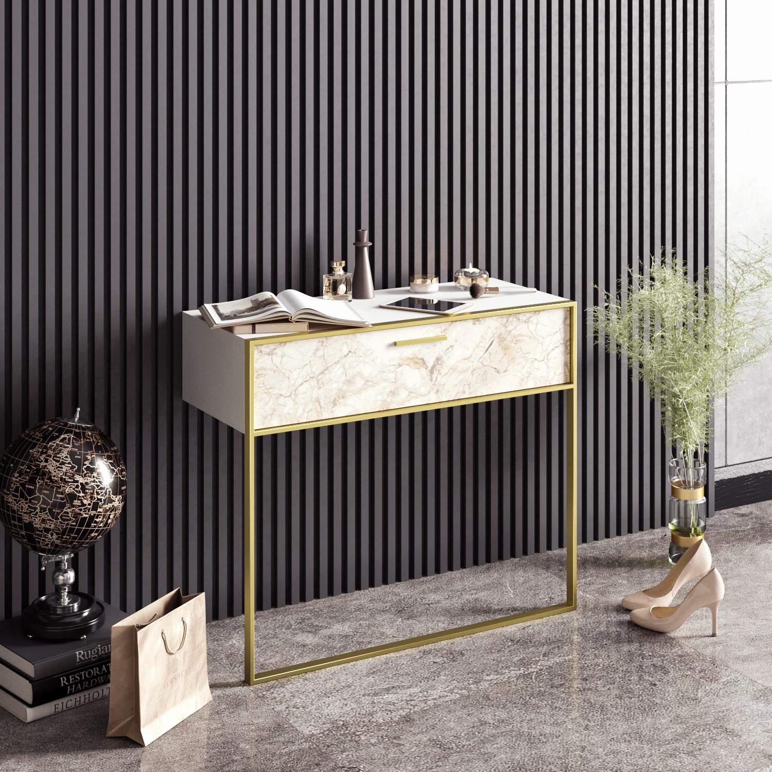 Полица Hanah Home 90x76.8x38.5 см Златно-црна