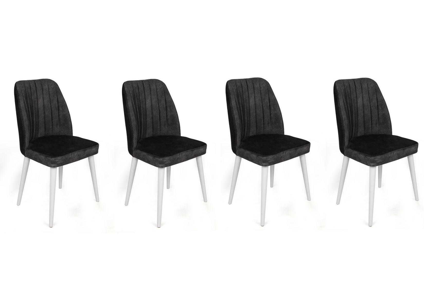 Комплет од 4 трпезариски столчиња Hanah Home, Алфа Каки-Црна