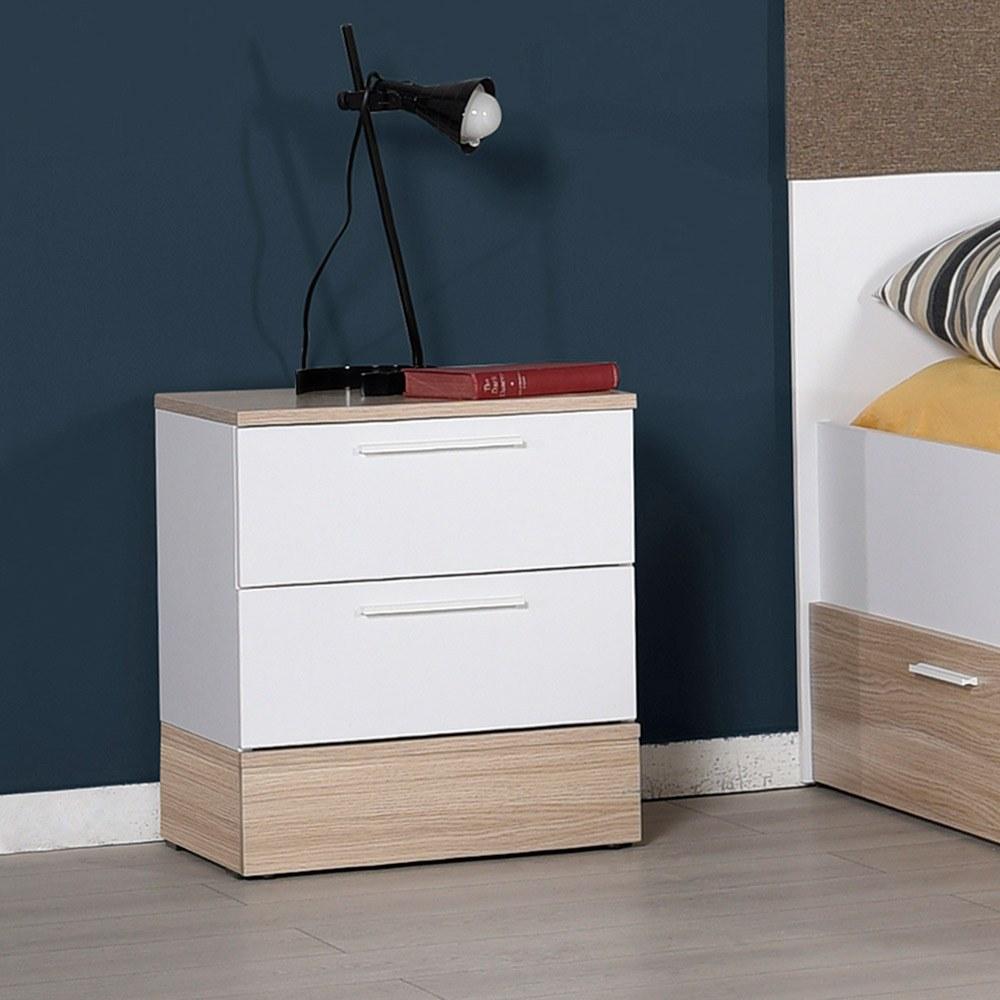 Ноќна масичка Hanah Home 45x52x40см даб-бела