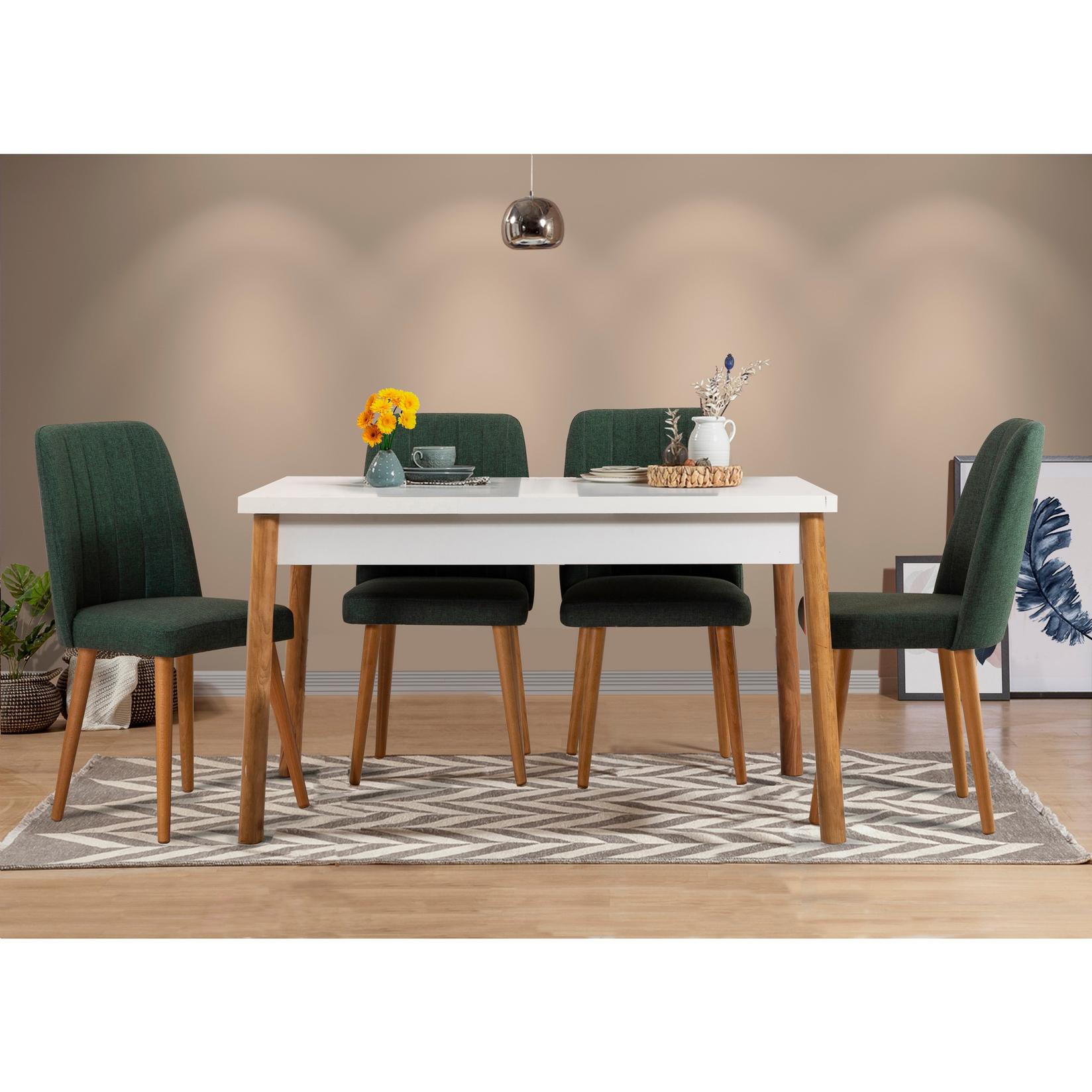 Hanah Home Гарнитура трпезариска маса и 4 трпезариски столчиња Costa Colorful