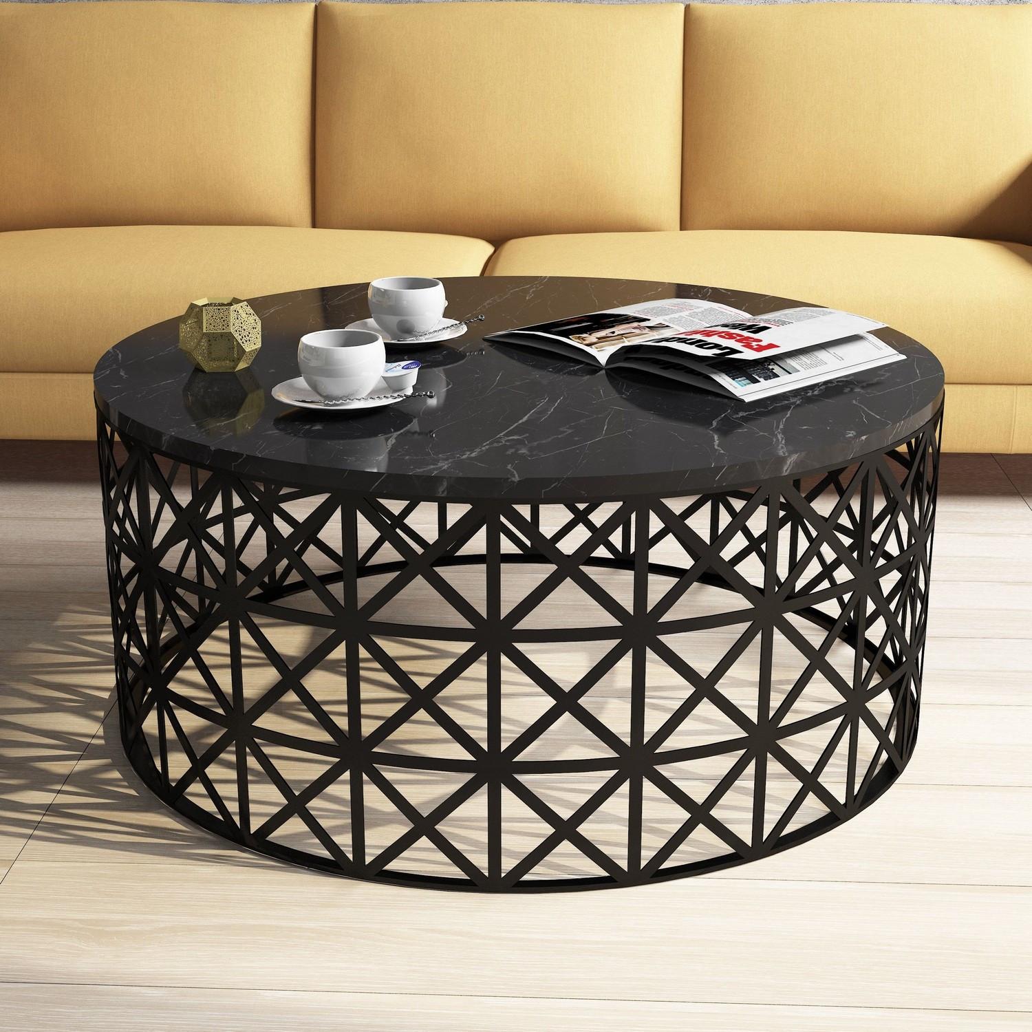 Маса Hanah Home Club Selin Metal Porcelain Cream-Black