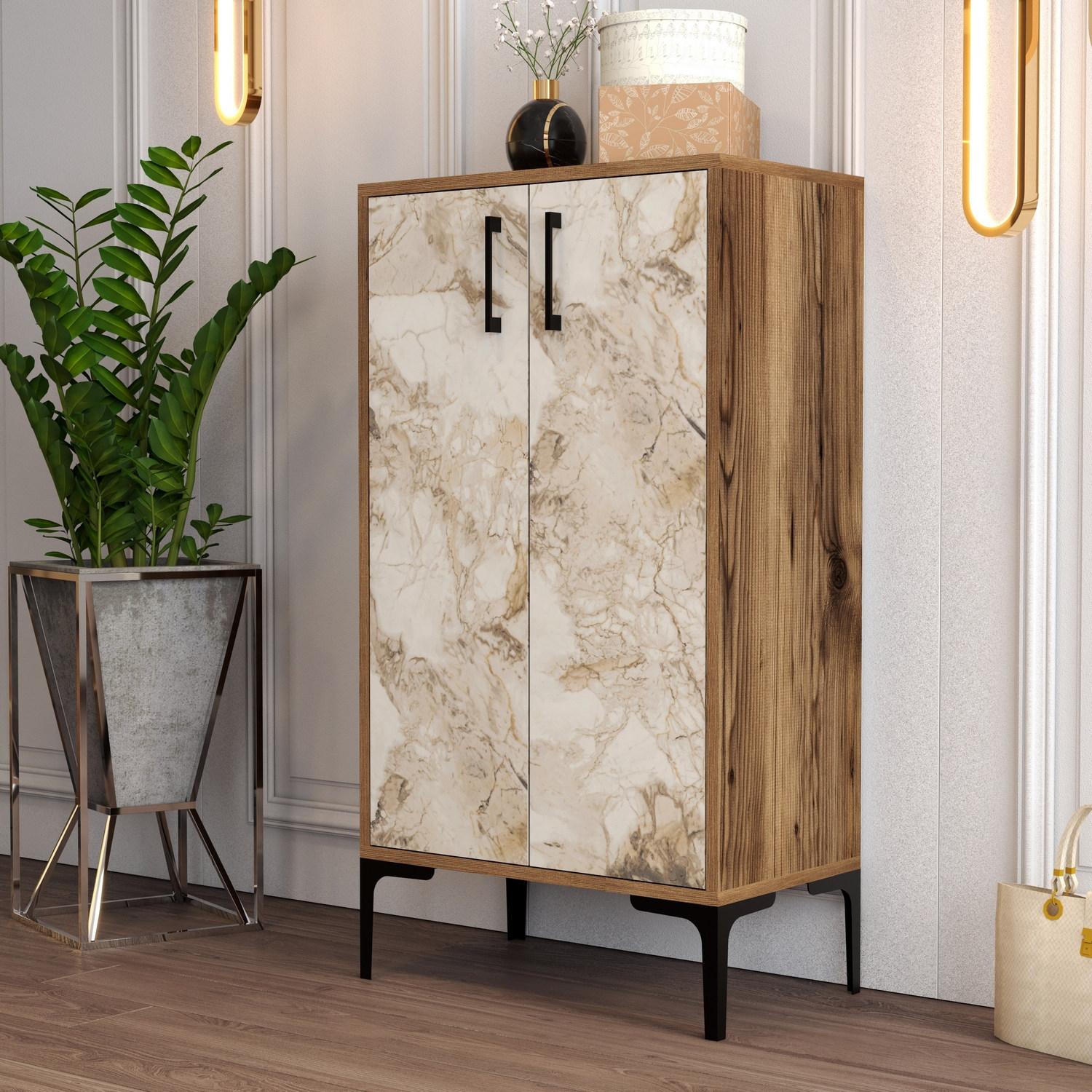 Hanah Home Prague Walnut (845HCT4109) Полица за чевли, кафеава