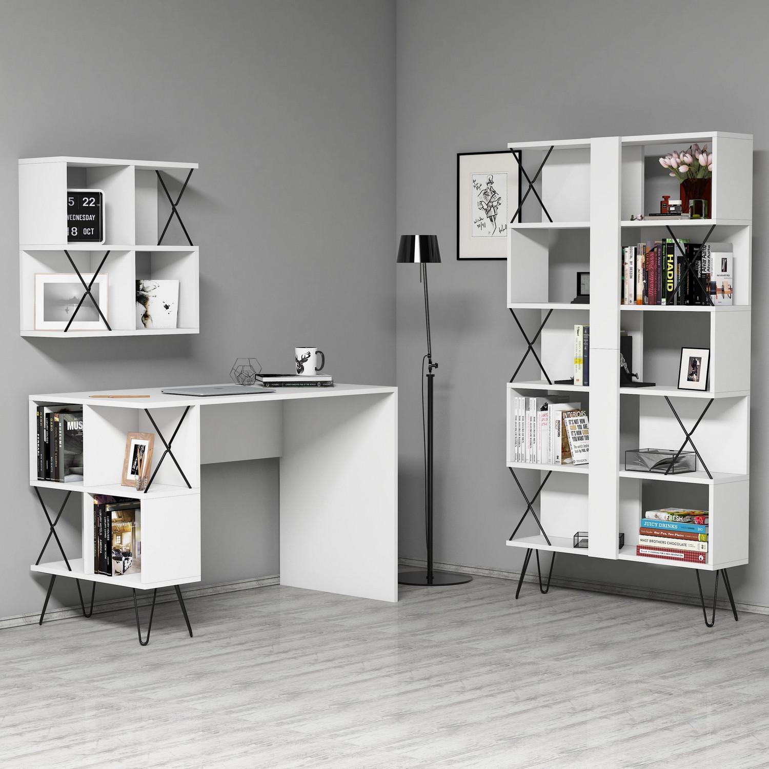 Полица Hanah Home 120x78.8x60 см Крем-црна