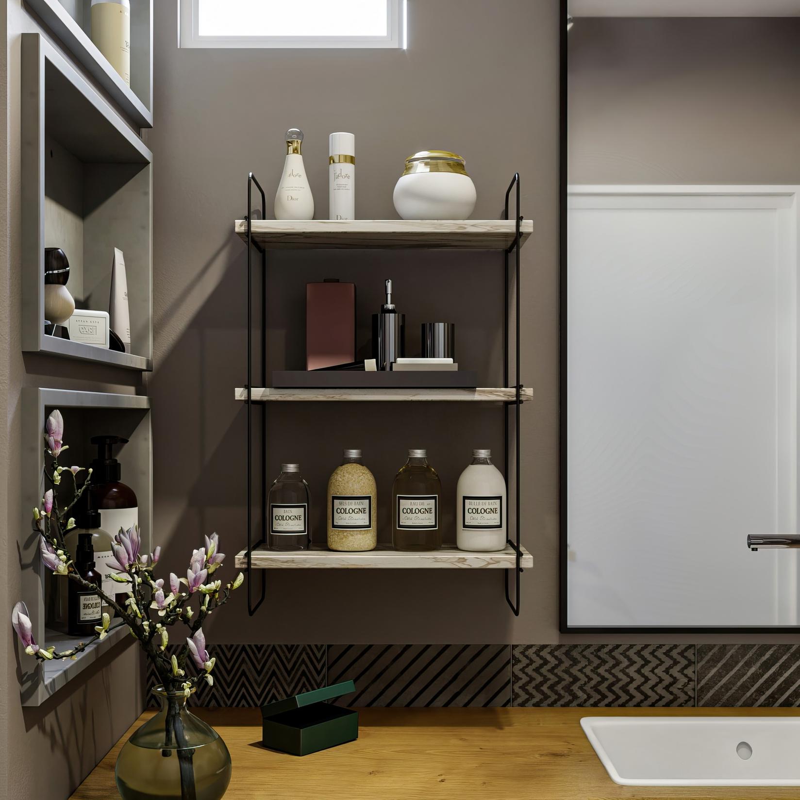 Dzидна полица Hanah Home во црно-мермерна боја