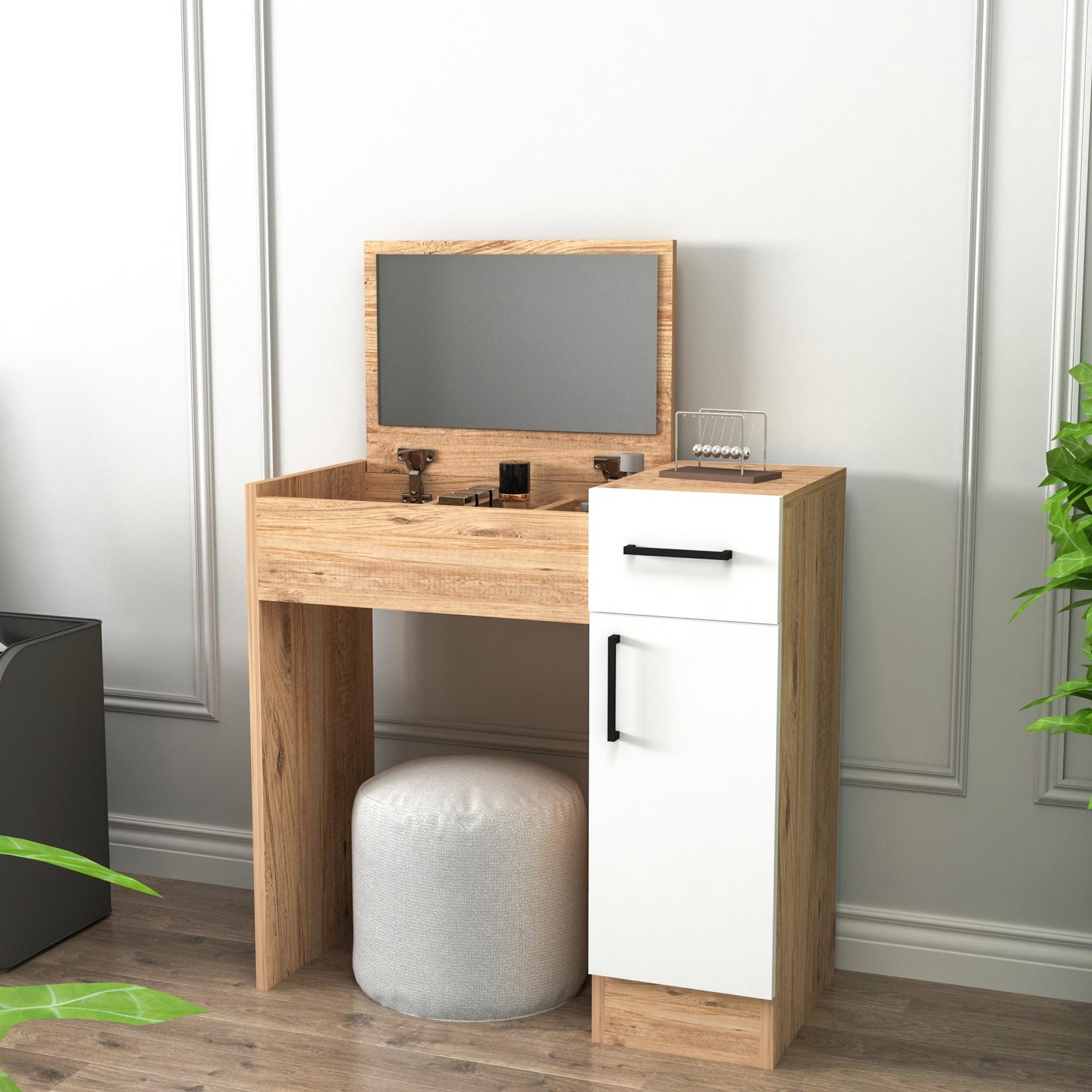 Маса за шминкање Hanah Home 108x77x37.3 см беж-антрацит