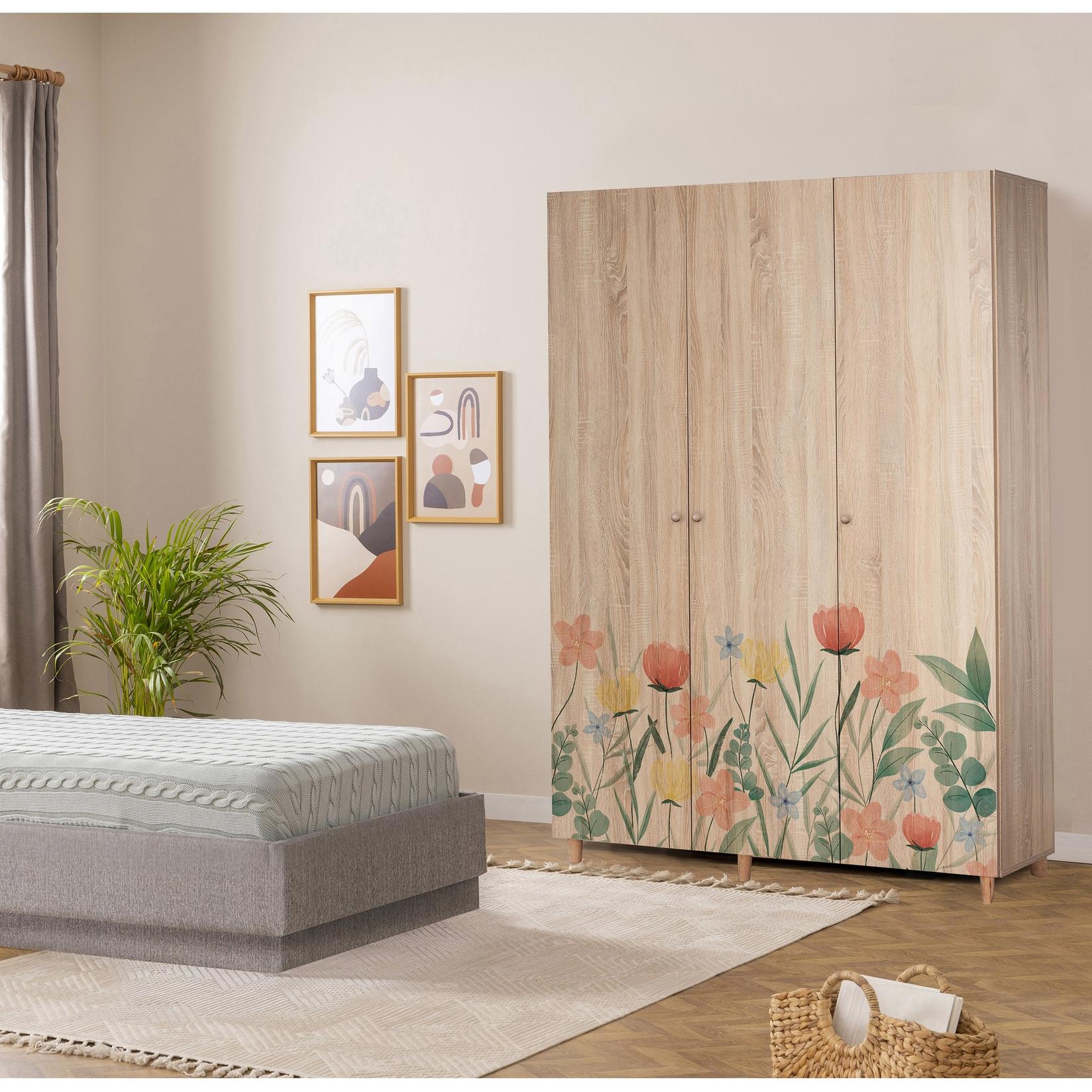 Гардеробер Ханах Хоум Лена 3 135x192x52см Даб