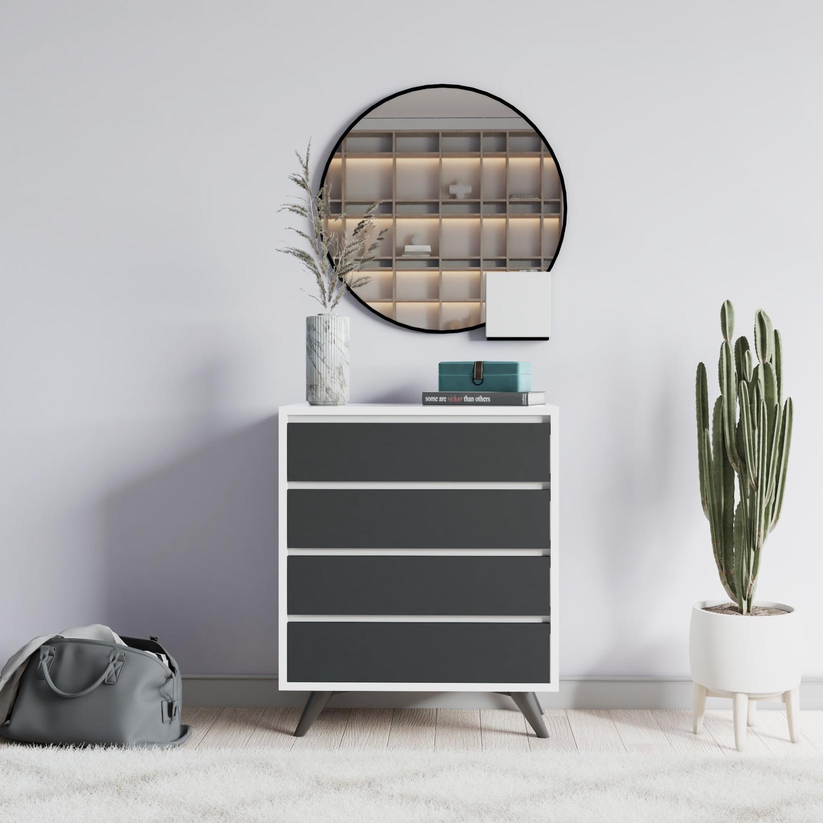 Комода Hanah Home Suvera 70x86x40 см бела-антрацит