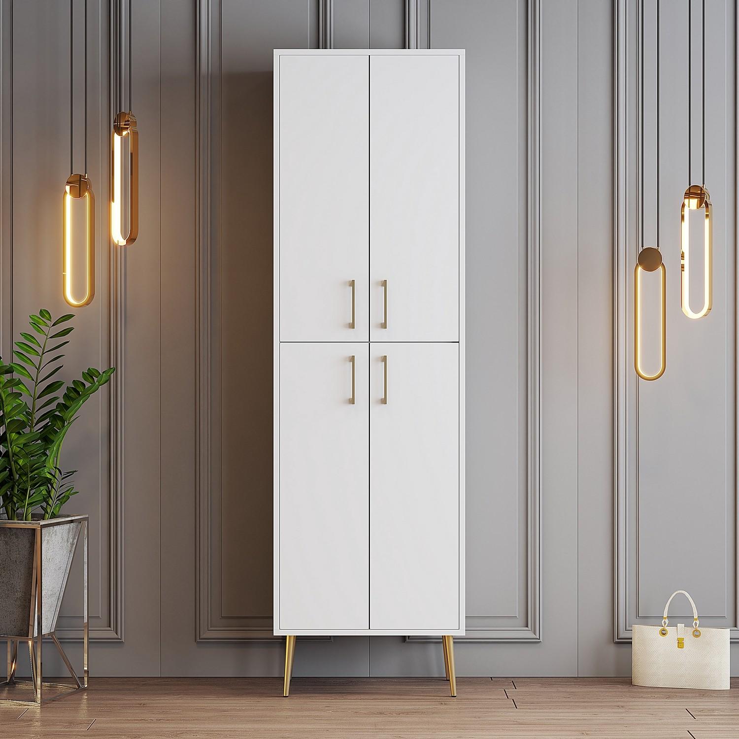 Полица за чевли Hanah Home 60x202x35 см бело-златна