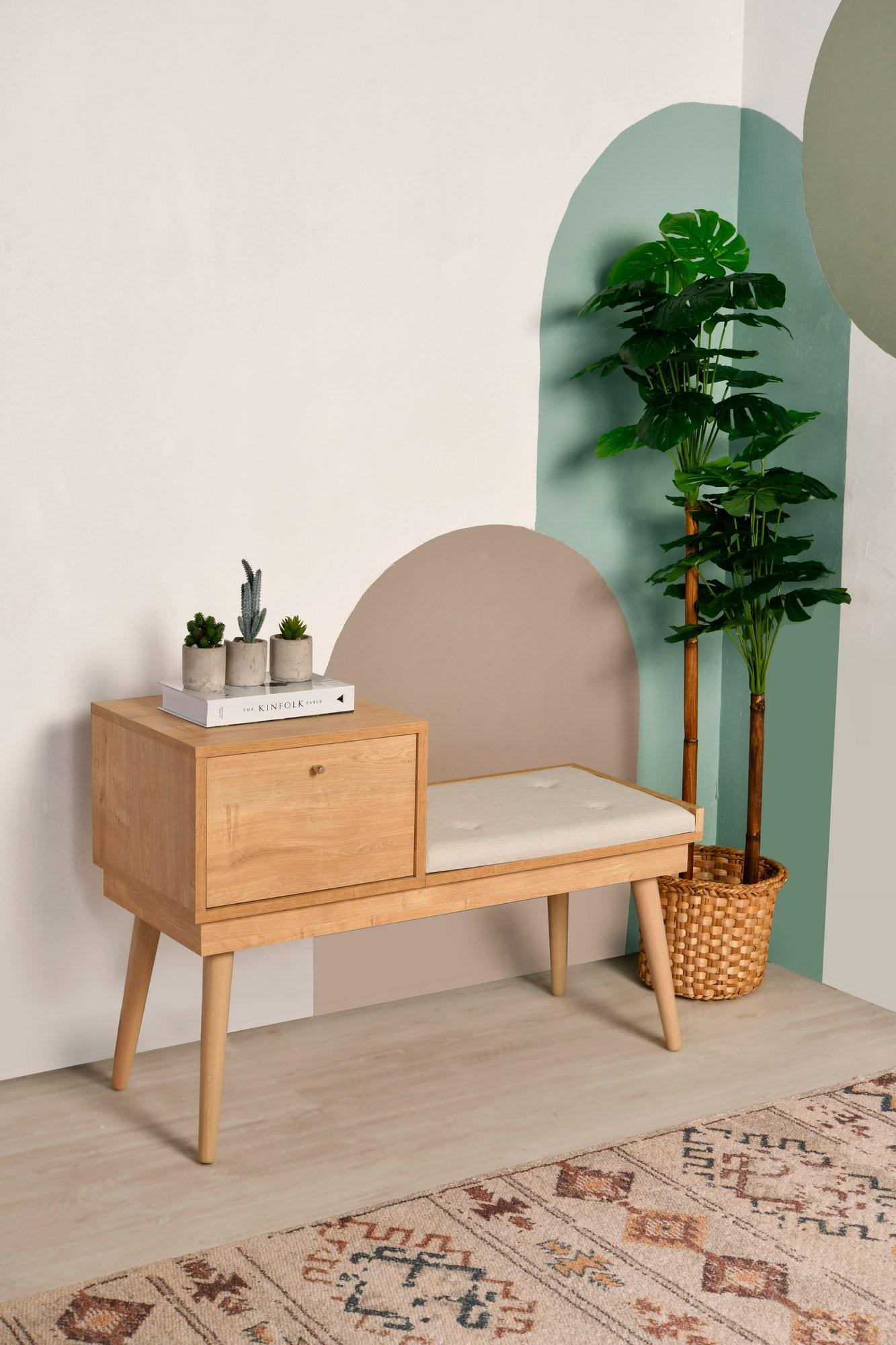 Трпезариска клупа Hanah Home Urban 105x45x40cm дабова-крема боја