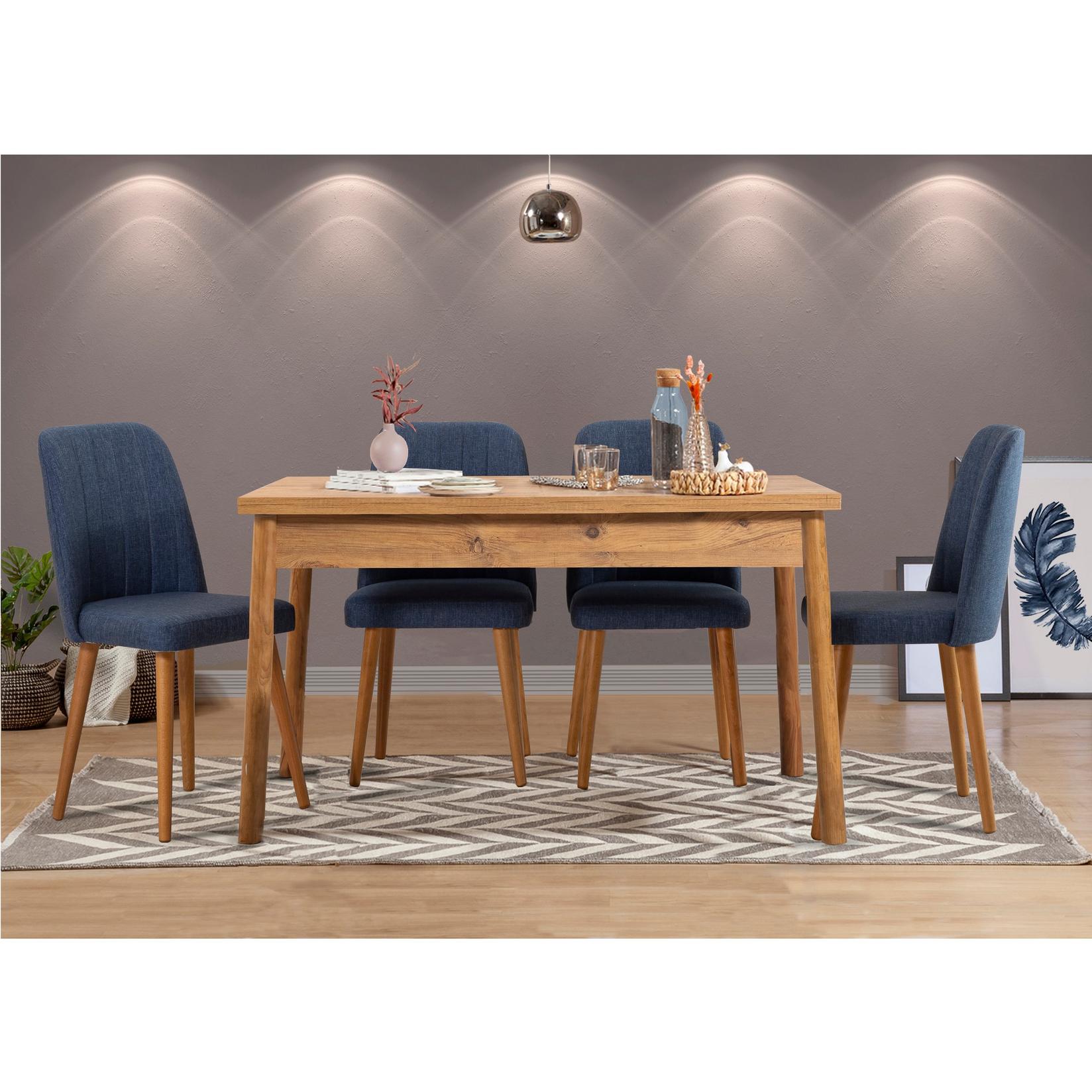 Hanah Home Гарнитура трпезариска маса и 4 трпезариски столчиња Costa Colorful