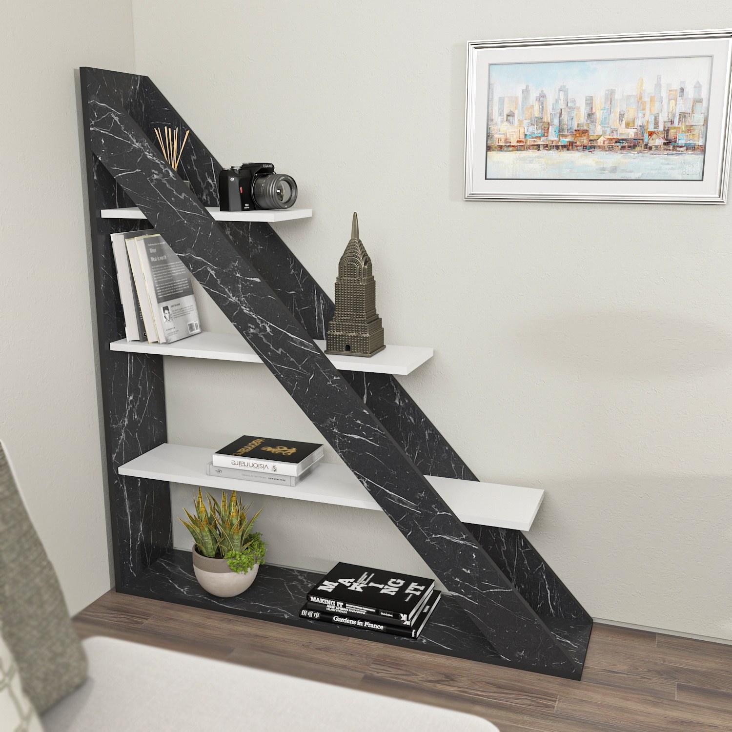 Полица Hanah Home 120x131.8x25cm црна-даб