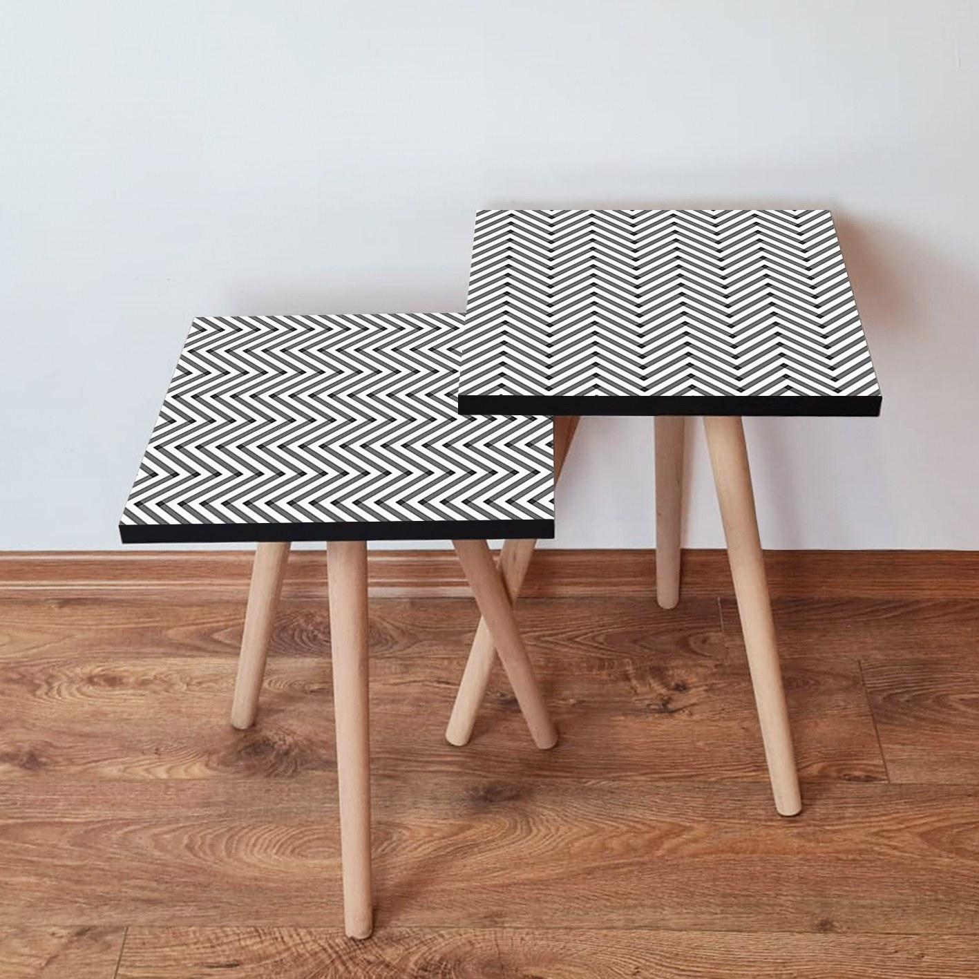 Hanah Home Комплет клуб маси, 2 парчиња, бело-црни