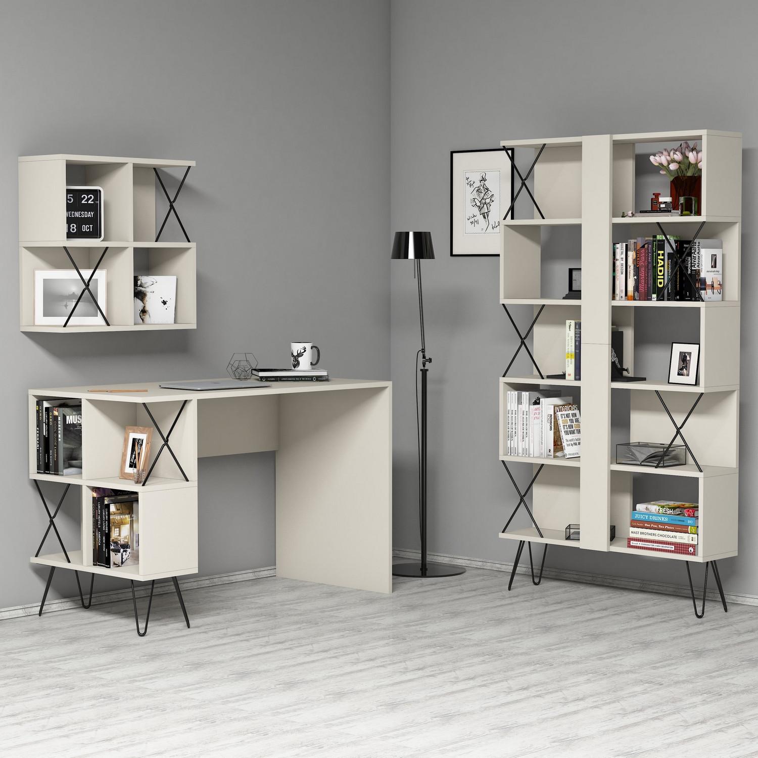 Полица Hanah Home 120x78.8x60 см Крем-црна