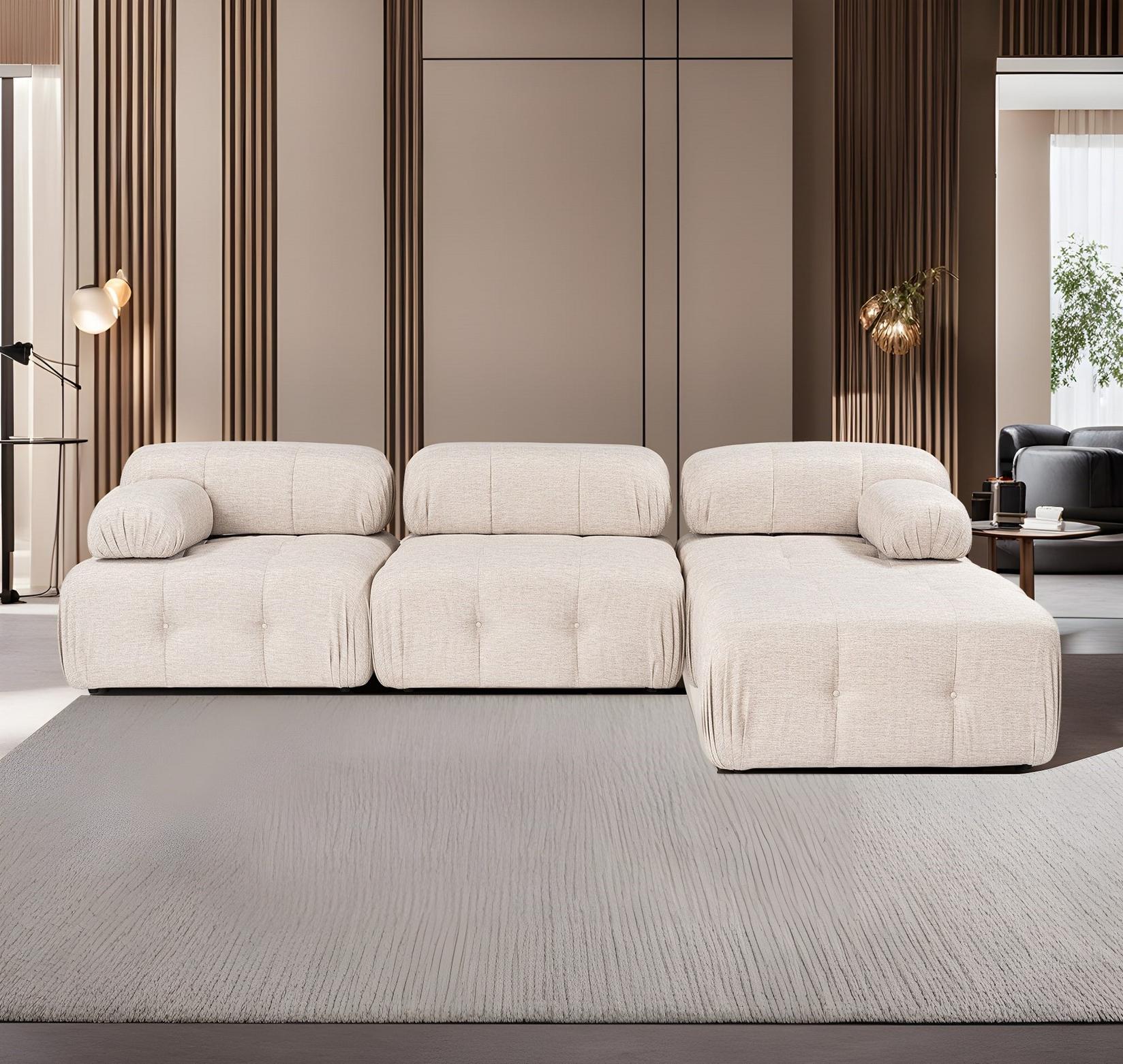 Atelier del Sofa L1 O1 1R Pouffe Doblo Аголна гарнитура, 3 седишта, капучино
