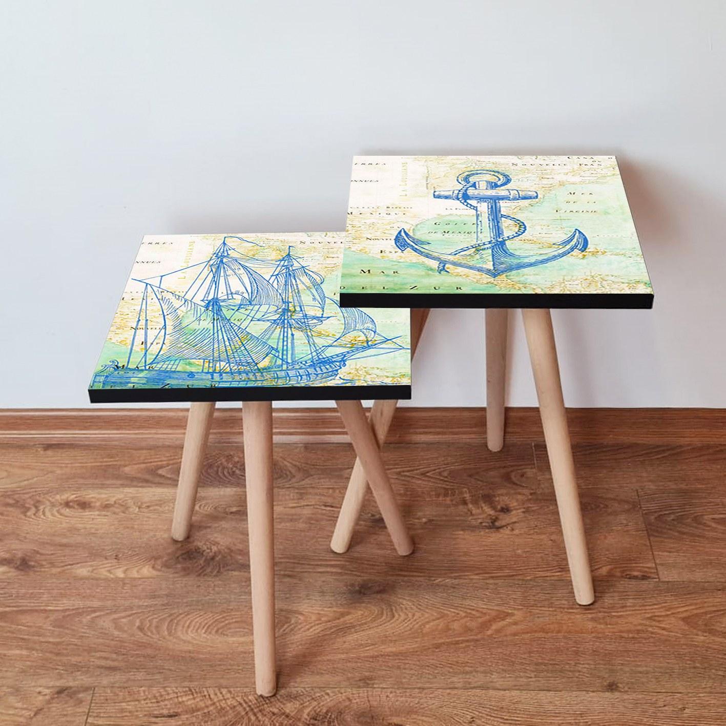 Hanah Home Комплет клуб маси, 2 парчиња, шарени