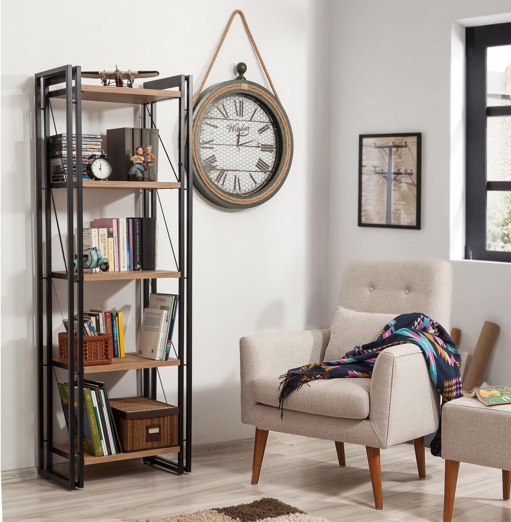 Полица Hanah Home 60x180x35cm беж-црна