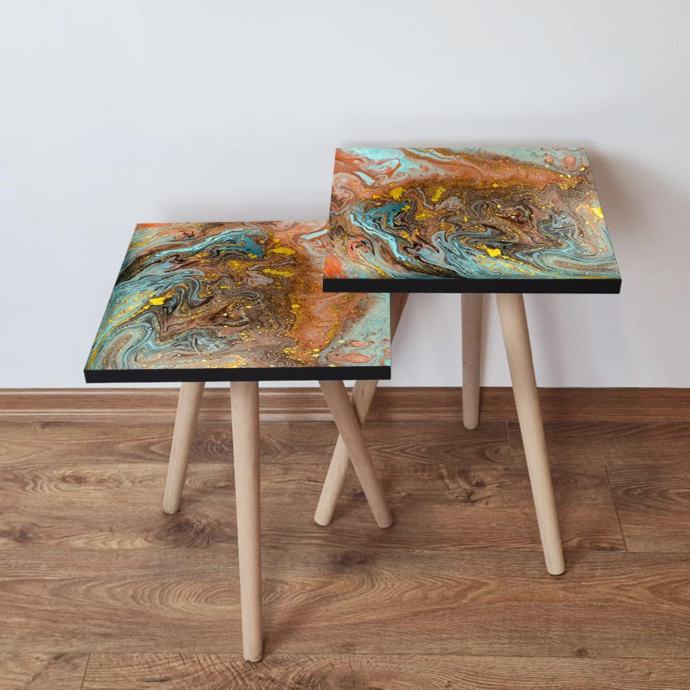 Hanah Home Комплет клуб маси, 2 парчиња Шарени