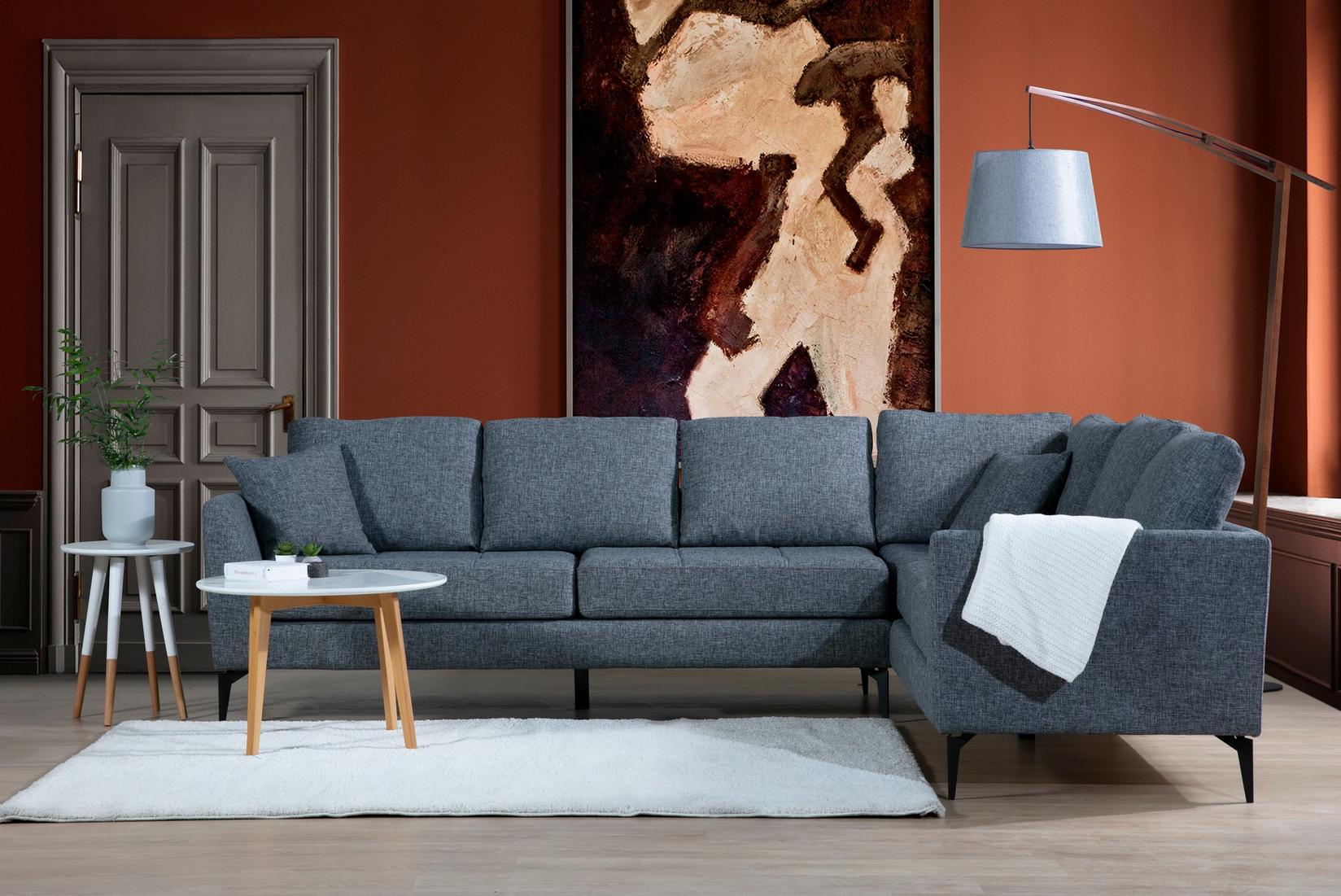 Аголна гарнитура софа Atelier del Tempo 83x90x300cm темно сива