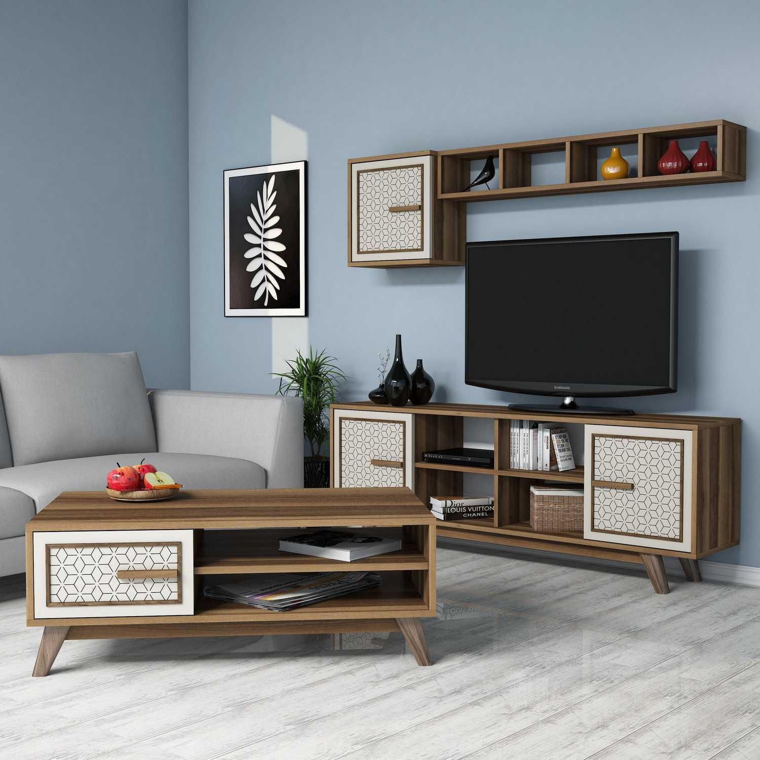 Hanah Home Set ТВ комода и клуб маса од орев