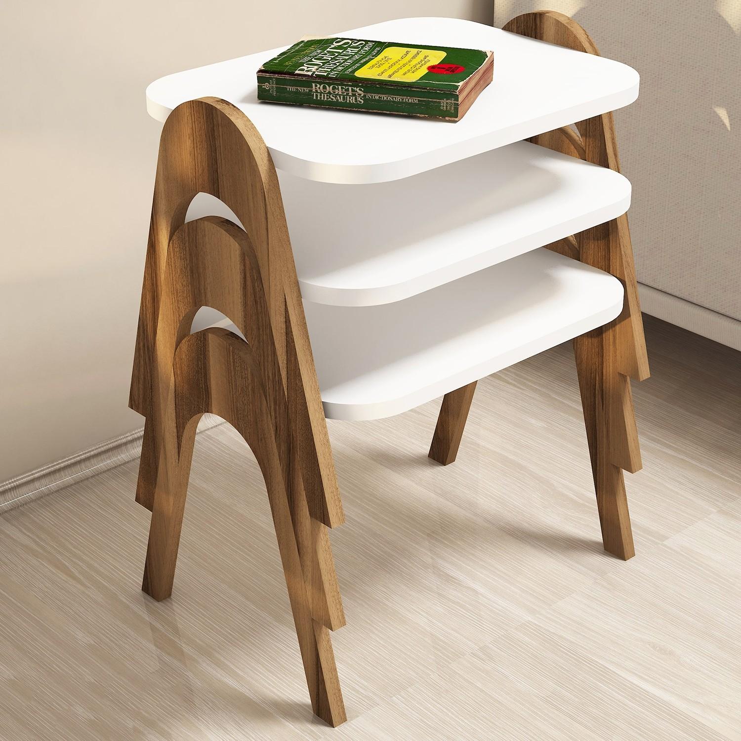 Hanah Home Комплет клуб маси, 3 парчиња Paris Walnut