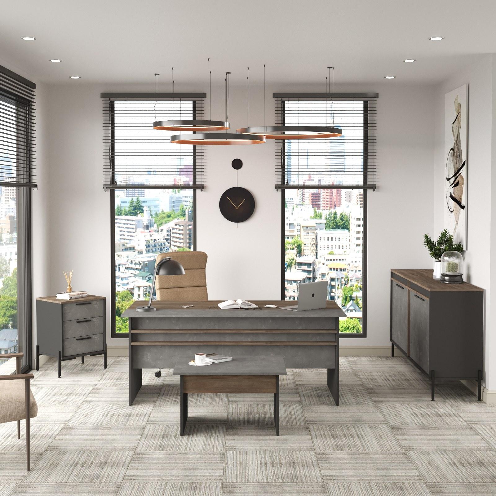 Комплет за домашна канцеларија Hanah, сребрено-антрацит