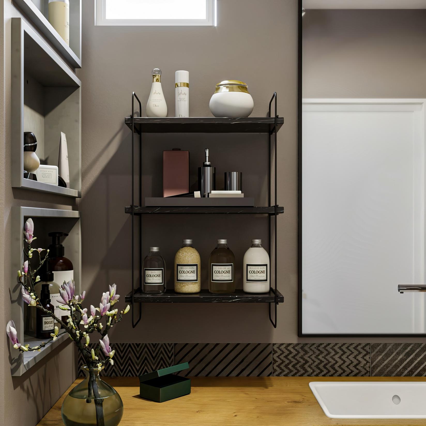 Dzидна полица Hanah Home во црно-мермерна боја