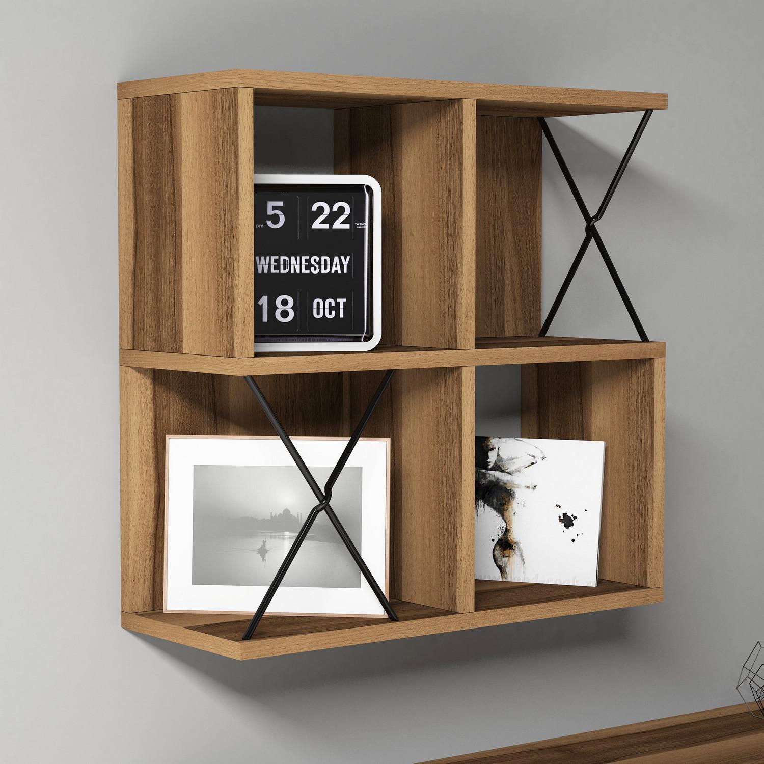 Dzидна полица Hanah Home од даб до црна боја