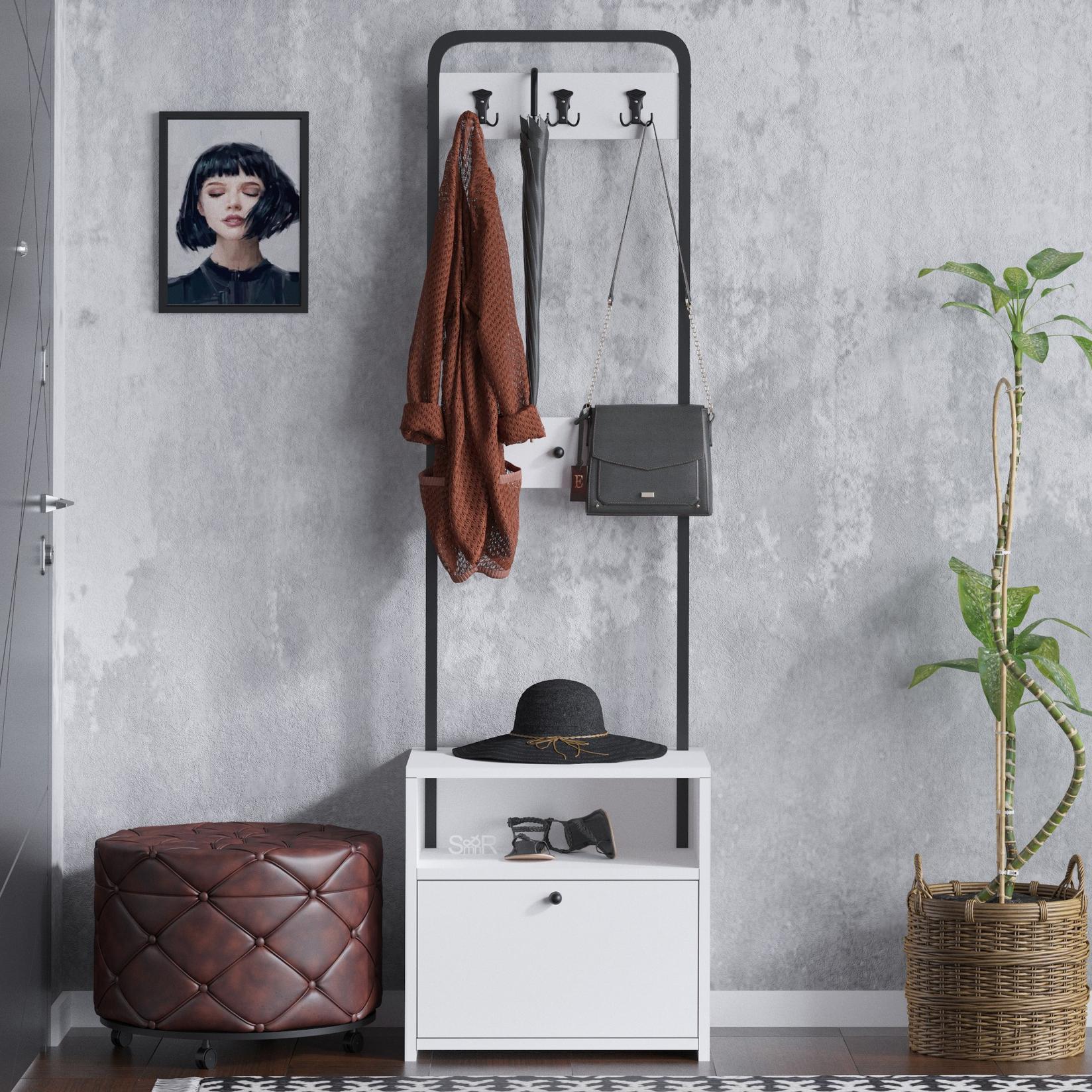 Полица за чевли Hanah Home 50x170x35 см бело-црна