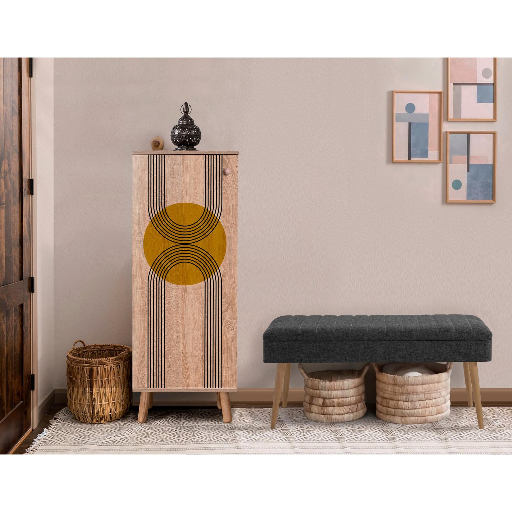 Комплет за ходник Hanah Home, шкаф за чевли и клупа, даб-антрацит