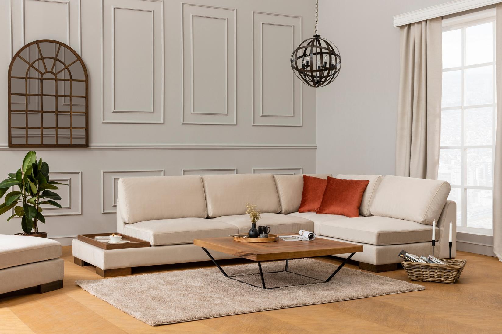 Atelier del Sofa Аголна Гарнитура Tulip 97x80x313cm, Беж