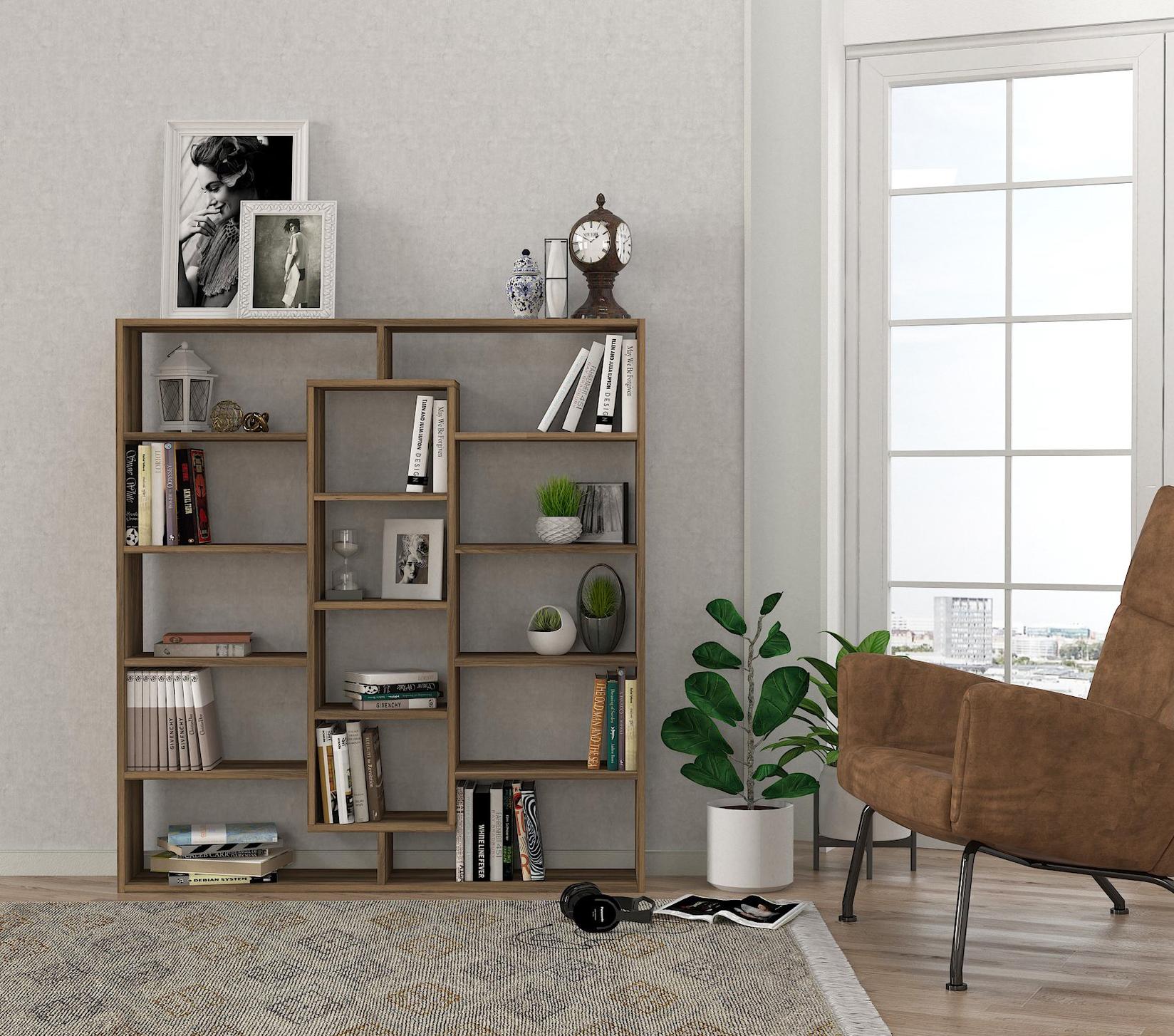 Полица Hanah Home 125x135.7x22 см црно-бела