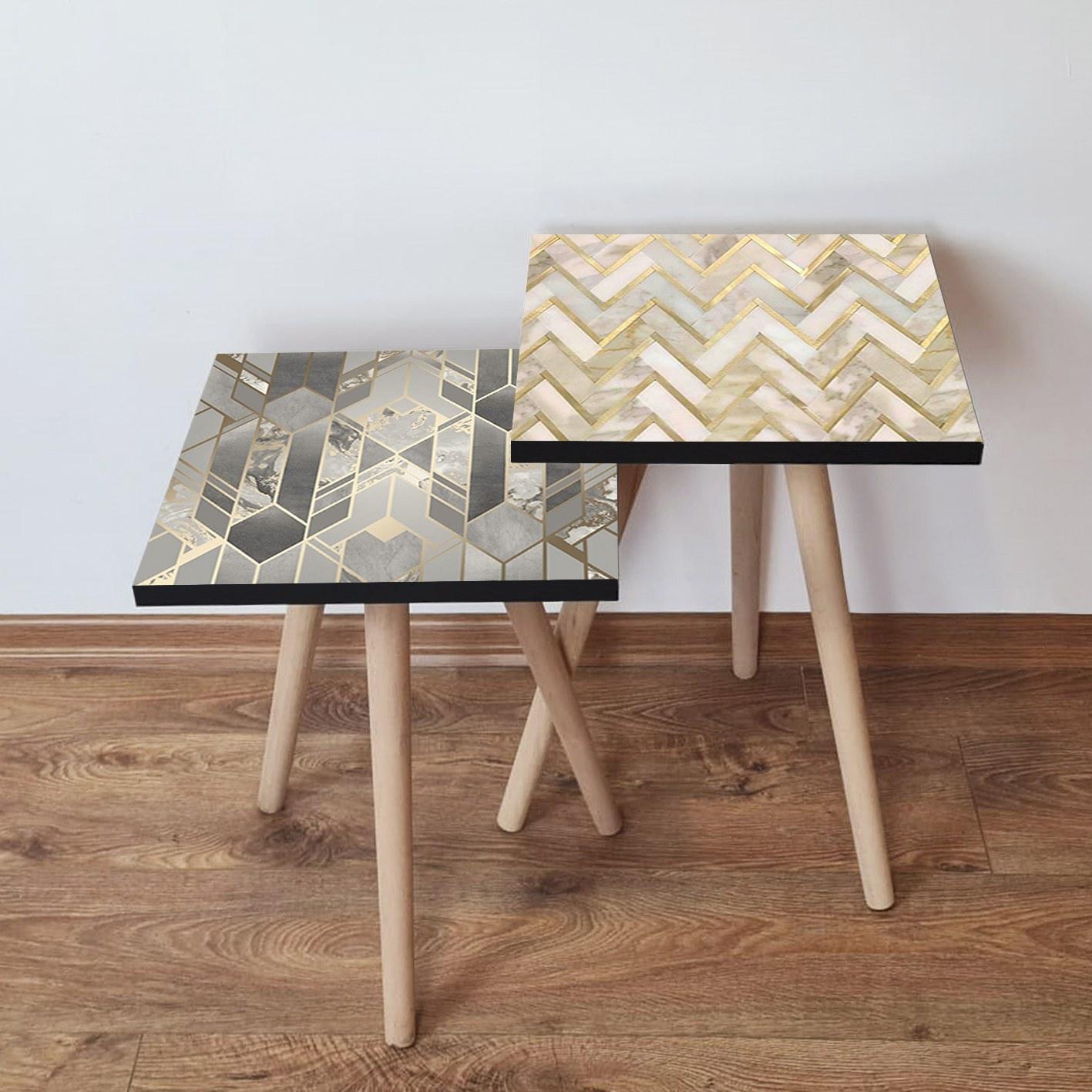 Hanah Home Комплет клуб маси, 2 парчиња Шарени