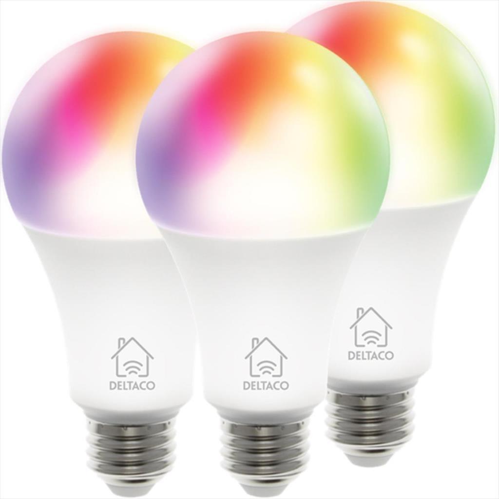 Deltaco Led Bulb Smart Deltaco E27 Rgb, 9W, 810Lm,Dimmable White, 3-Pack Sh-Le27Rgb-3P