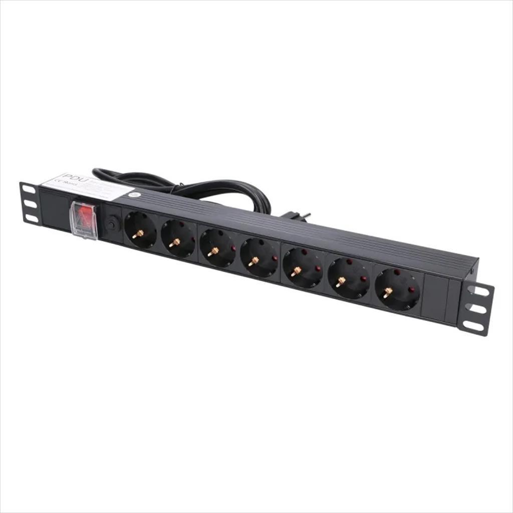 EXTRALINK Продолжен Кабел Extralink For Rack 19" 1U,  2M, 7Xshuko, W/On/Off Switch, Ex.12967